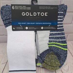 NEW GOLDTOE Edition Men's Pro Sport Short Crew Socks, 6-Pack Size 6-12.5‎